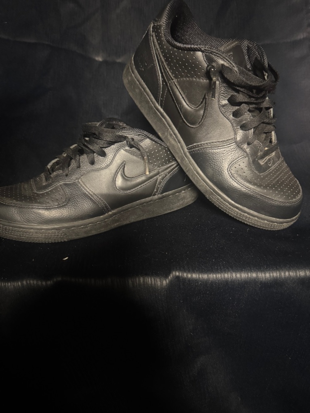 Nike Men’s Black Low-Top Leather Sneakers with Swoosh